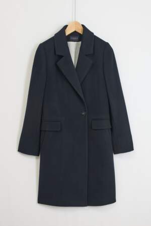 Manteau bleu marine en velours, Caroll, 260€