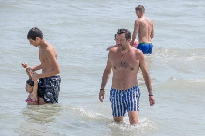 Matteo Salvini sur la plage de Cervia, en Italie, en août 2020