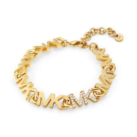 14K Gold-Plated Brass Pavé Logo Curb Link Bracelet, Michael Kors, 199€