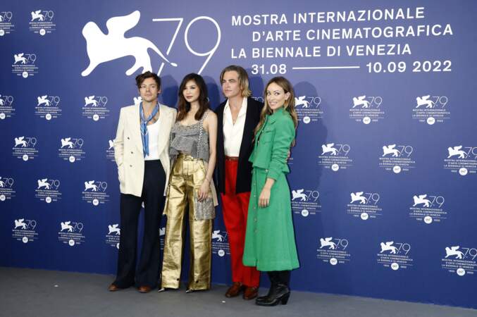 Harry Styles, Olivia Wilde, Chris Pine et Gemma Chan au photocall du film "Don't Worry Darling" lors de la 79ème édition du festival du film de Venise, le 5 septembre 2022.