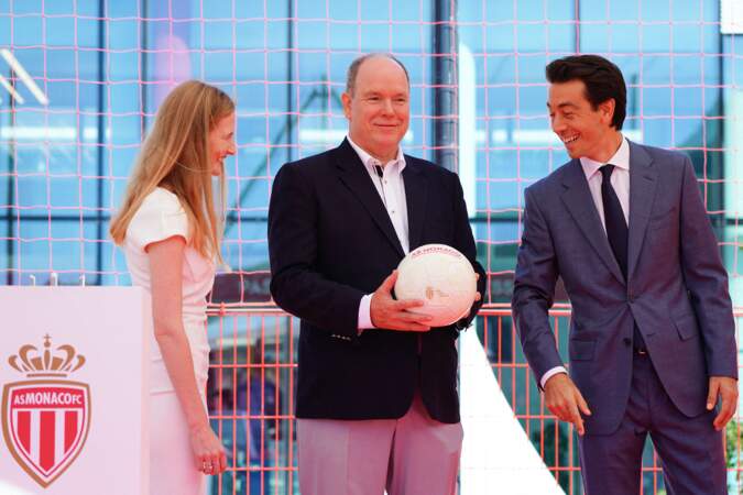 Le prince Albert II de Monaco n'était pas seul à l'inauguration du centre de performance de l'AS Monaco à La Turbie, le 5 septembre 2022.