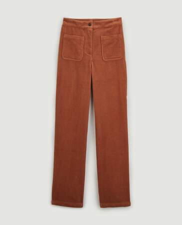 Pantalon droit en velours côtelé orange, Pimkie, 29,99€ 