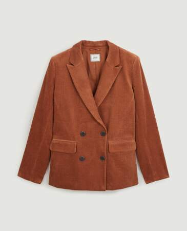Veste blazer en velours côtelé orange, Pimkie, 45,99€