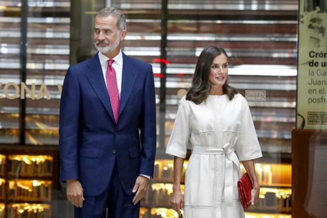 Le roi Felipe d'Espagne et la reine Letizia assistent à l'ouverture de "L'année Picasso" pour le 50ème anniversaire de sa mort à Madrid, le 12 septembre 2022. 