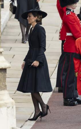 Kate Middleton est élégante à souhait pour assister aux funérailles de la reine Elizabeth II, le 19 septembre 2022. 