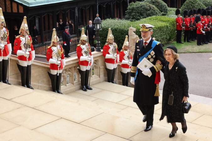 Sofia d'Espagne est chic pour assister aux funérailles de la reine Elizabeth II, le 19 septembre 2022. 