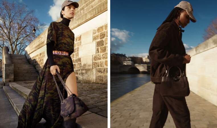 Robe imprimée camouflage et ceinture de la collection Longchamp  "Très Paris" - automne/hiver 2022 