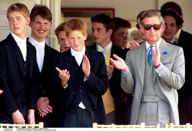Le prince Charles et ses fils à un match de polo en 1999