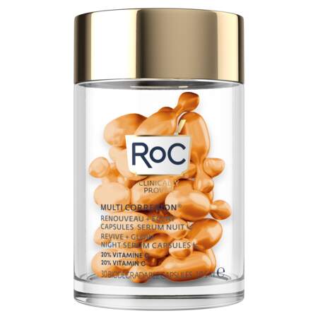 MULTI CORREXION® Revive + Glow Night Serum Capsules, ROC, 34,99€ les 30 capsules biodégradables sur rocskincare.fr 