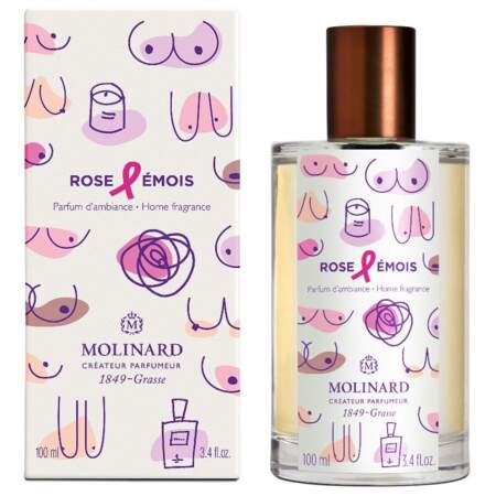 Parfum d'Ambiance Rose Émois, Molinard, 100 ml - 32 €.