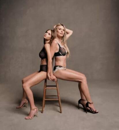 Heidi et Leni Klum,  le duo mère-fille posent en sous-vêtement pour la marque Intissimi - collection automne-hiver 2022.  