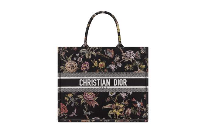 Sac Dior Book Tote Large, broderie Dior Jardin Botanique noir multicolore, Christian Dior, 3 000€