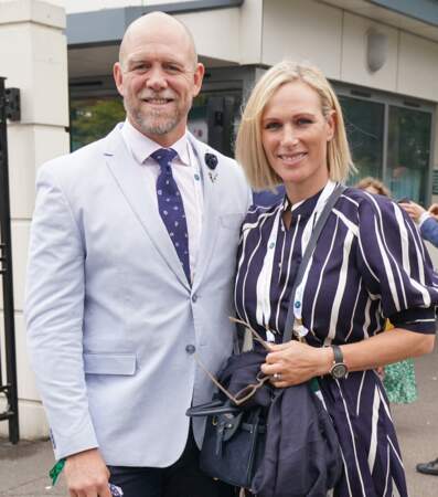 Zara Phillips et son mari Mike Tindall au tournoi de Wimbledon au All England Lawn Tennis and Croquet Club à Londres, le 7 juillet 2021.