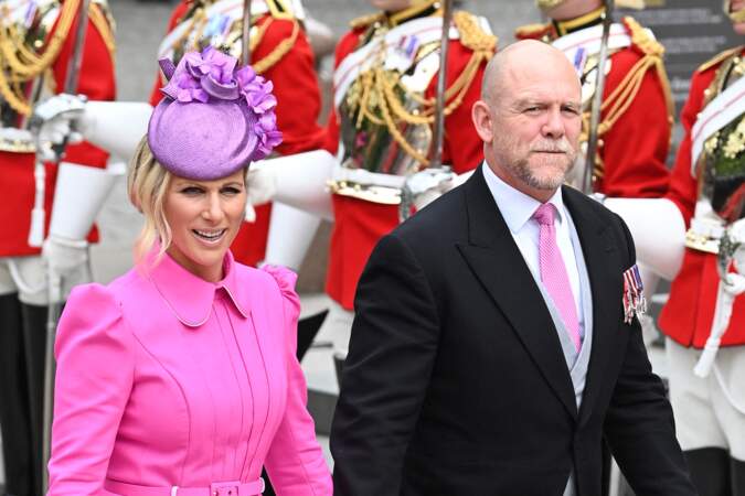 Zara Tindall et son mari Mike arrivant à la messe du jubilé, célébrée à la cathédrale Saint-Paul de Londres, le 3 juin 2022.