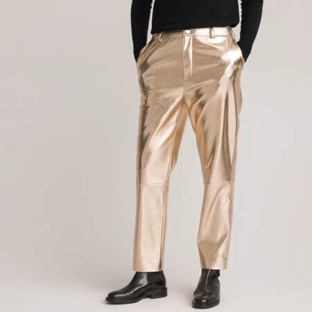 Pantalon droit taille haute en simili doré, La Redoute Collections, 49.99€