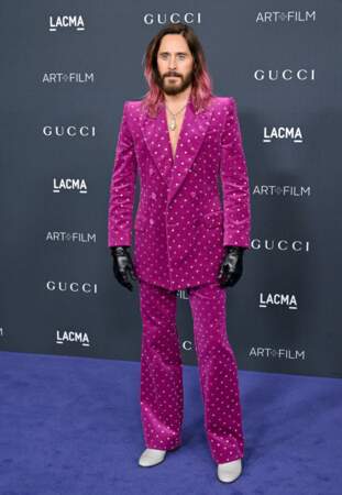 Jared Leto, l'acteur américain dans un costume à pois signé Gucci à Los Angeles, le 5 novembre 2022