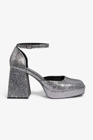 Glitter Mary Jane platform heels, Monki, 45€