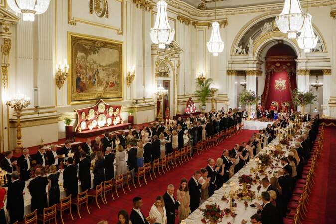 Banquet d'Etat organisé au palais de Buckingham, à Londres, pendant la visite d'Etat du président sud-africain au Royaume-Uni.