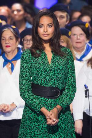 Vaimalama Chaves renoue avec le vert lors de la 33ème édition du Téléthon au Parc de la Villette à Paris, le 7 décembre 2019