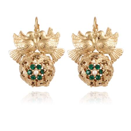 Boucles d’oreilles Oxaca, dorés à l’or fin, pierres fines et nacre, GAS Bijoux, 105€
