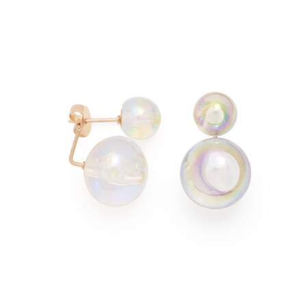 Boucles d’oreille à 2 perles « dans ma bulle », La Môme Bijou, 160€