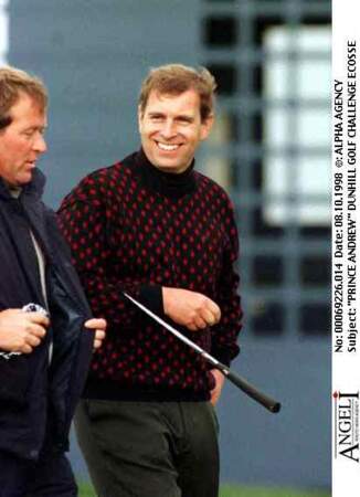 Le prince Andrew au Dunhill golf challenge, en Ecosse, en 1998
