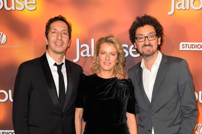 Stéphane Foenkinos, Karin Viard et David Foenkinos, à l'avant-première du film "Jalouse" au cinéma Pathé Beaugrenelle à Paris, le 6 novembre 2017.