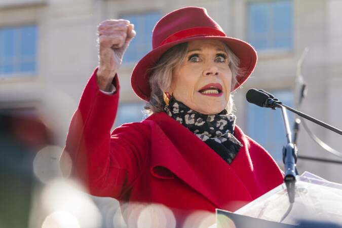 Jane Fonda à la manifestation Fire Drill Fridays à Washington DC, ce vendredi 2 décembre.