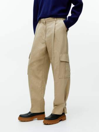 Pantalon cargo en coton et lin, ARKET, 119€
