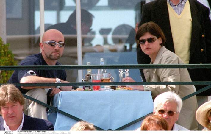 Fabien Barthez et Linda Evangelista lors de l'Open de tennis de Monte Carla, en 1999