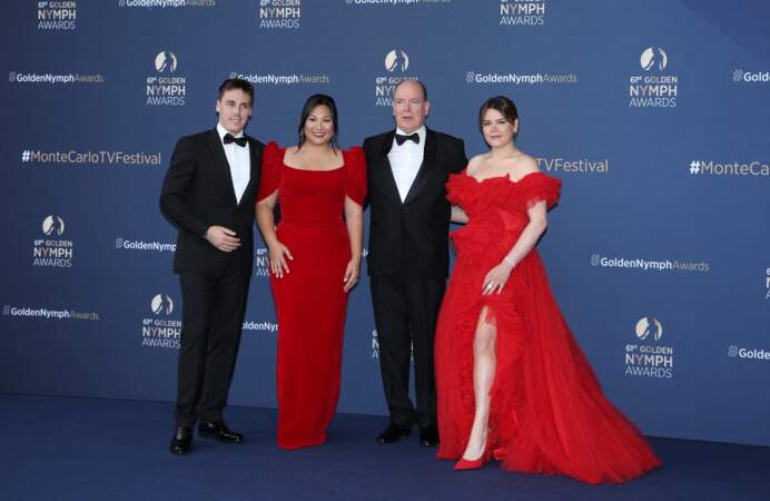Louis Ducruet et sa femme Marie, le prince Albert de Monaco et Camille Gottlieb lors de la cérémonie de clôture du 61ème Festival de Télévision de Monte Carlo le 21 juin 2022.