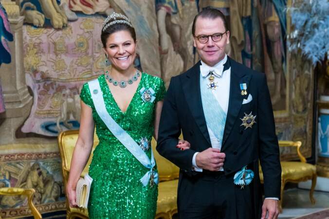 La princesse Victoria de Suède et son mari, le prince Daniel au Palais royal à Stockholm, le 11 décembre 2022.