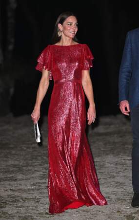Kate Middleton et sa robe rose de la marque The Vampire's Wife à Belize, le 21 mars 2022.