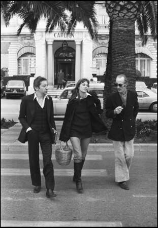 David Birkin, Serge Gainsbourg et Jane Birkin à Cannes en 1969