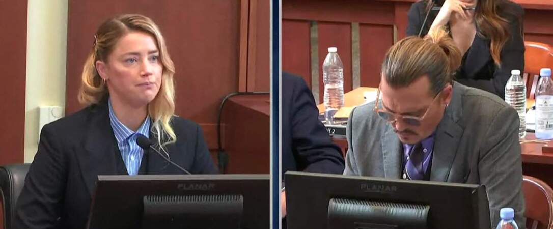 Amber Heard au bord des larmes lors de son procès contre Johnny Depp, le 4 mai 2022