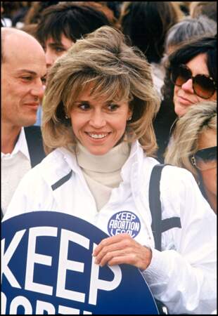 Jane Fonda dans une manifestation "pro choice" à Washington en 1989, à l'âge de 52 ans