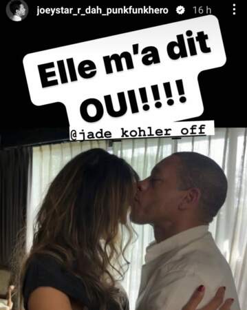 JoeyStarr et sa nouvelle compagne, Jade Kohler, sur Instagram, en octobre 2022.