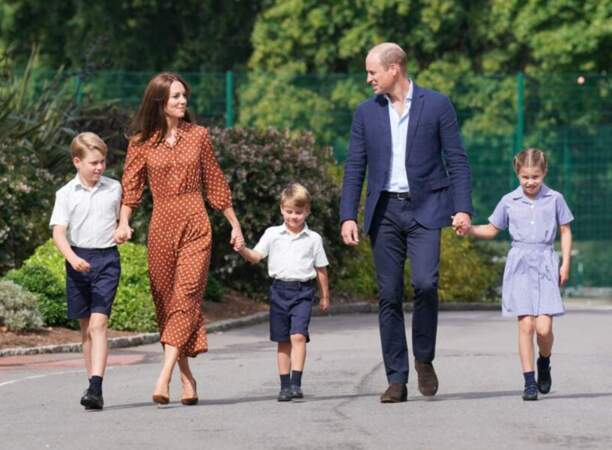 Le prince William et Kate Midleton accompagnent leurs enfants pour leur rentrée scolaire, le 7 septembre 2022