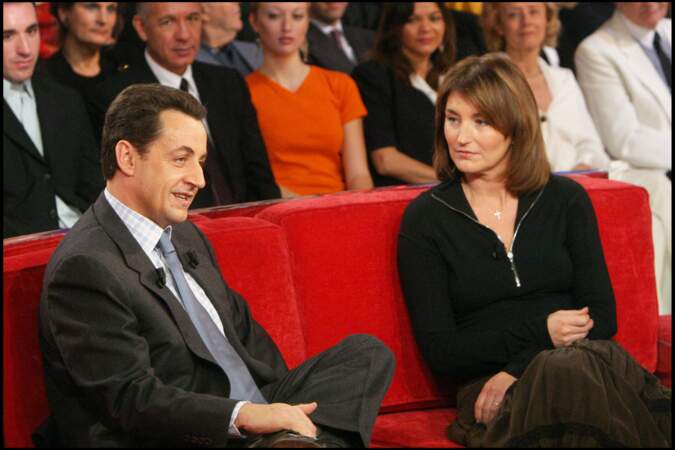 Nicolas Sarkozy et Cécilia Attias sur le plateau de "Vivement dimanche" en 2004
