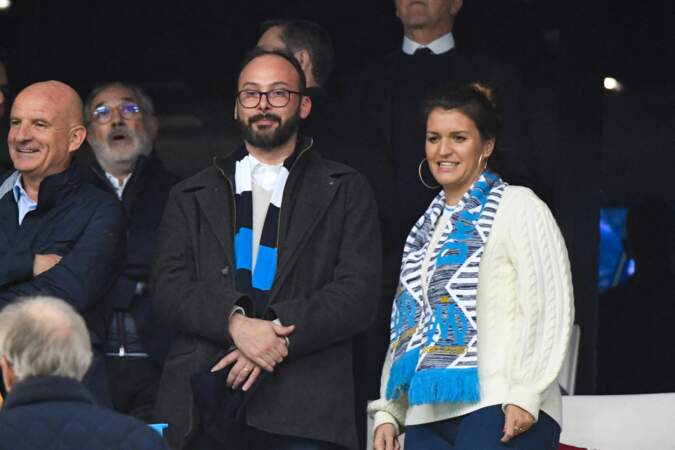 Marlène Schiappa et son mari Cédric Bruguière au stade Vélodrome, le 28 octobre 2018