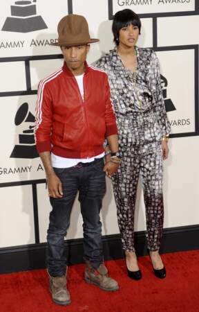 Pharrell Williams et son fameux chapeau signé Vivienne Westwood lors de la 56ème cérémonie des Grammy Awards a Los Angeles, le 26 janvier 2014.