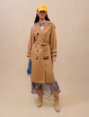 Manteau en laine camel, 535€, Maje