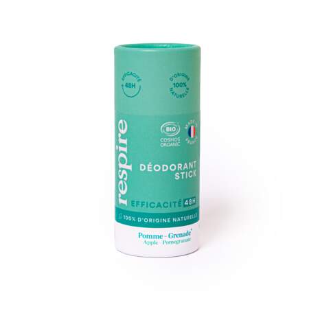 Déodorant Solide Certifié Bio efficace 48h Pomme Grenade, Respire, 11,90€ sur respire.co
