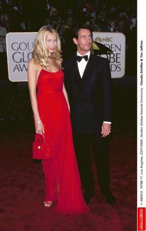 Claudia Schiffer et Tim Jeffries aux Golden Globes en 2000.