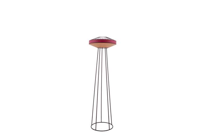 Lampe Roswell base en métal, abat-jour coton, design Luigi Cittadini, Flam&Luce, 850€, disponible en terracotta, bleu, vert, blanc, noisette
