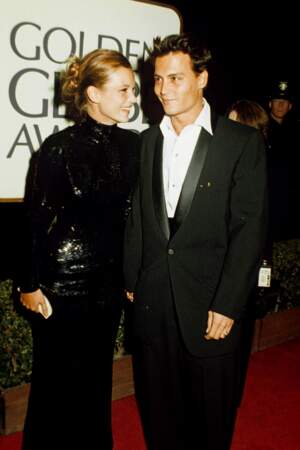 Kate Moss et Johnny Depp aux Golden Globes en 1995