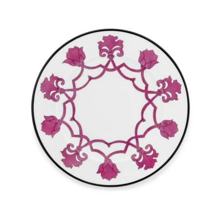 Assiette diner Jaipur en  porcelaine de Limoges rose (26cm), Pinto, 130€