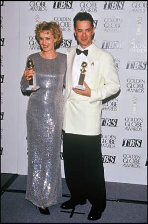 Tom Hanks et Jessica Lange aux Golden Globes en 1995.