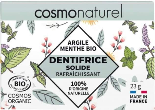 Dentifrice Solide Rafraîchissant Bio, Cosmonaturel, 5,70 € en magasins bio et sites partenaires 