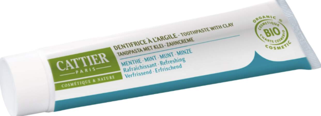 Dentifrice Reminéralisant Argile Menthe, Cattier, 5,20 € en (para)pharmacies et sur cattier-paris.com